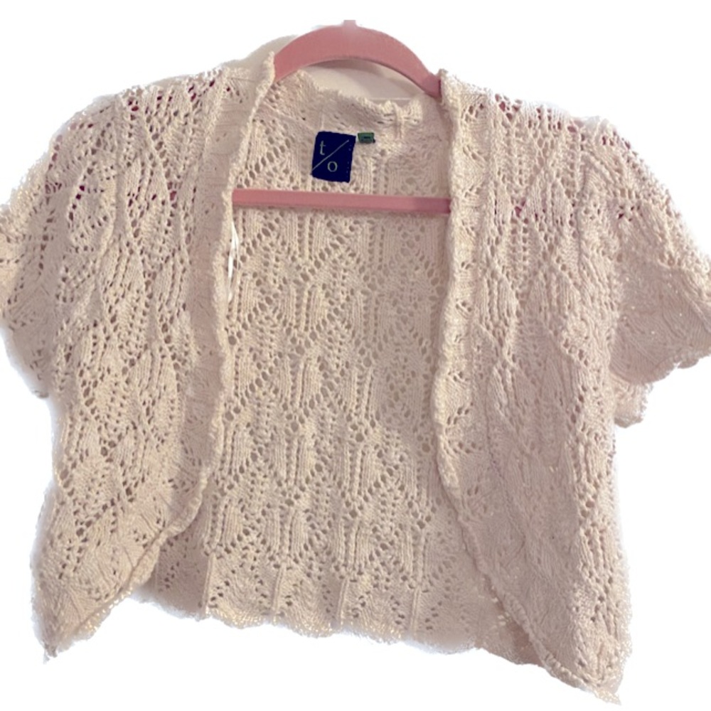 Knit Cream Sweater/Shawl 100% Cotton